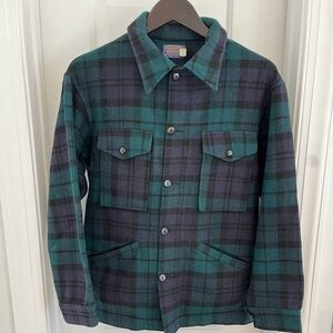 Vintage Pendleton Wool Jacket Green Navy Black Plaid